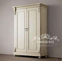 American old solid wood big wardrobe European solid wood retro two-door wardrobe modern simple bedroom simple wardrobe