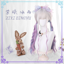 Master lolita Dyed gradient Everyday Harajuku lolita Long Curly Hair(Purple Xi Bingyu) cos Wig