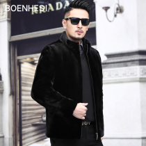 New mens Haining fur imported American mink whole mink mink coat short mink jacket stand-up collar zipper