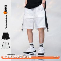 (Special offer)BJHG homemade summer 3M reflective mosaic check shorts mens national tide loose casual five-point pants