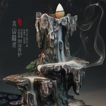 Creative smoke back incense burner Alpine mountain flowing water lotus pond Moonlight incense burner Tower sandalwood stove tea ceremony incense burner incense burner