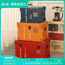 Retro to make old containing box Industrial Wind Tat Large Number of storage boxes Bed Bottom Finishing Boxes Photo Props Box Decorations
