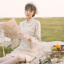 Sichuan Dei Times: Autumn White Dew Reengrave Plaid Qipao Young the Breeze Qipaos improved version of the dress