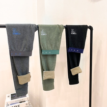 Autumn pants mens warm pants plus velvet padded cotton pants wool pants thick mens thermal underwear trousers autumn and winter trend