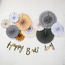 Colorful Paper Fan Flower Background Wall Decoration Suit Wedding Celebration Wedding China Wind Wedding Holiday Birthday Party Origami