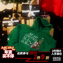 MEDM Christmas limited sweater autumn winter tide brand three-dimensional embroidery grabbing velvet and thick stamping couple hoodie