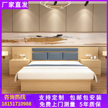 Hotel furniture Bed standard room Full set of express hotel bed Apartment TV cabinet Bed and breakfast rental room factory customization