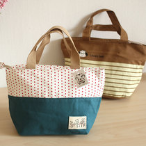 Special offer Cute color polka dot dumpling-like canvas small bag Lunch box bag Bento bag