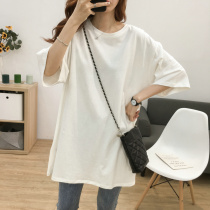 Pregnant women summer top fashion fashion cotton short sleeve pregnant woman T-shirt long loose base shirt spring dress