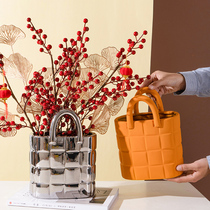Bag Vases Nordic Light Lavish Silver Color Ceramic Pendulum Pieces Living-room Floral Home Xuanguan Dining Table Spring Festival Gift Decorations