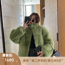 CC fur A cool stand-up collar Spain imported Tuscan fur one-piece fur coat for women