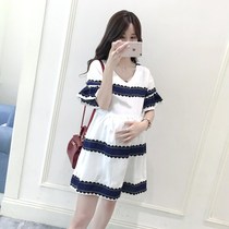 Summer women Summer striped chiffon dress 2021 new top skirt size summer thin long