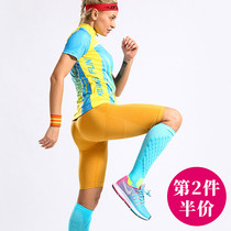 Sports stockings children middle and high professional running marathon fitness calf muscle compression socks Blue