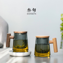 Thirty-year glass tea cup thermostatic coaster with lid filter office Cup heat preservation 55 degree smart base