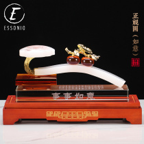 The decorations placed on the TV cabinet are wishful ornaments jade colored glaze handicraft office fortune and prosperous career ornaments.