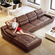 Modern leather sofa head layer cowhide simple living room corner combination thick cowhide whole sand size apartment full
