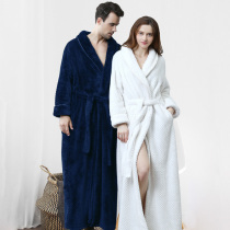 Autumn and winter New beebei velvet robes womens long couples pajamas morning robes mens flannel bathrobe home clothes