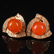 2 62 gr delicate S925 inlaid with water Runsouth red Manau round pearl earrings earrings