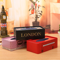 British retro creative iron tissue box rice flag pumping box industrial style personality simple napkin carton