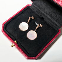 Korean personality fashion round plated 18K rose gold white shell temperament earrings women hypoallergenic does not fade drop earrings