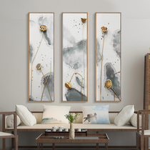 Background Wall Chinese painting in the hanging painting lotus decorative painting vertical Zen National style living room tea room triple sofa New