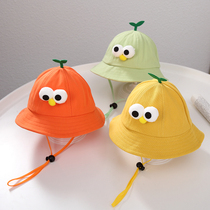 Childrens fisherman hat Female early spring foreign style Male baby hat spring and autumn pure cotton baby sun hat sunscreen large brim