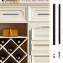 T-shaped wardrobe handle Wardrobe long outer door handle Handle Kitchen cabinet door Drawer door Door handle Black