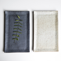 Miyake home Japanese style rough pottery long black and white plate sushi plate Chinese tea order plate Chinese simple matte black and white plate