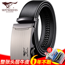Seven Wolves Mens Belt Genuine Leather Brands Pants Belt Men Automatic Buckle Youth Tide Strap Upscale Pure Cow Leather