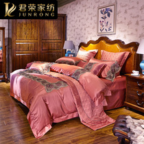 Heavy-pound genuine silk mulberry silk four pieces set 100% genuine silk luxury high-end silk villa-like board room bed with supplies