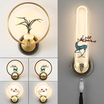 Light luxury all copper wall lamp 2022 new bedroom headlamp new Chinese creative hotel living room TV background wall lamp