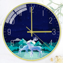 Nordic light luxury watch wall clock Living room fashion atmosphere personality modern mute wall clock household punch-free quartz clock