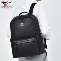 Seven Wolves Double Shoulder Bag Mens Computer Large Capacity Brief Advanced Senses Mens Bag Business Commute Bag Travel Backpack Light