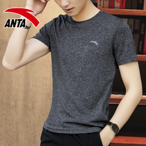 Anta short sleeve T-shirt mens 2021 summer new breathable sportswear round neck gray T half sleeve Tide brand sportswear