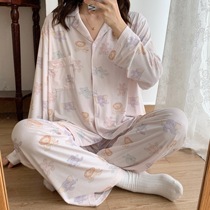 Lunar Subsuit Summer Thin postpartum breast-feeding maternal feeding home Residence Spring Autumn Pure Cotton Loose large-code pregnant womans pyjamas
