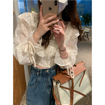 YouZIQI Grapefruit Kiki Lace Shirt Spring New Design Lace Bubble Sleeve Superior Top Cover