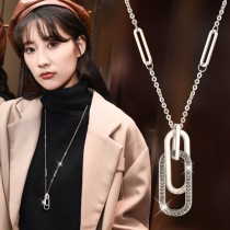 2021 new trend geometric circle sweater chain accessories female autumn and winter temperament Joker high-end necklace long