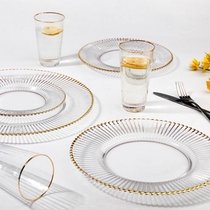 Nordic ins Wind gilt glass cutlery Western steak plate salad flat banquet steak plate display plate