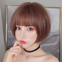 Wig womens short hair net red fashion bobo round face repair face natural fluffy bobo realistic hairstyle full headgear
