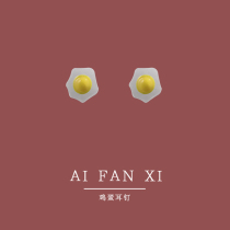 Small creative fun ear jewelry simple egg poached egg earrings female design students Joker hipster earrings