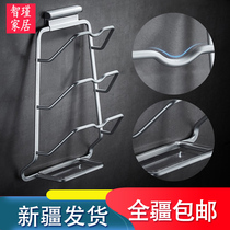 Xinjiang space aluminum pot cover rack household non-perforated kitchen rack wall-mounted vegetable board with water tray
