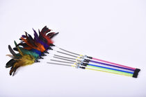 Cat Supplies Cat Toy Kitty Steel Wire Slingshot Cat Stick Tease With Cat Rod Turkey Wool Color Feather Bell