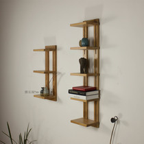 Minimalist Nordic solid wood oak living room multilayer shelf shelving shelf display wall Wall-mounted Bookshelf Customised