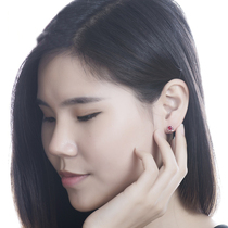 Bear silversmith S925 silver earrings female Japanese and Korean simple inlay earrings Korean girl temperament earrings birthday gift