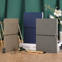 Qindeli business office notepad cloth print notebook A5 bag buckle notebook leather retro record this meeting record this book strap simple hand book single lettering custom LOGO custom