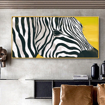 Oil painting hand-painted black and white zebra banner modern sofa background wall living room decoration painting bedroom study corridor hanging painting