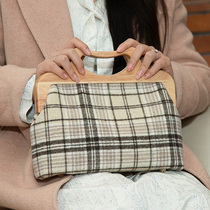 Gross Wood Handle Material Bag Butterfly Suede Solid Wood Handbag Handmade Cloth Art Diy Backpack 415 # Non Finished Products