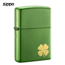 Original ZIPPO Official Lighter Green Matte PAINT FOUR-leaf Clover BLESSING 21032 WINDPROOF MENs custom