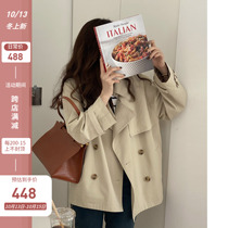 Small short windbreaker female 2021 Autumn New Korean version of loose thin temperament Joker senior sense coat women