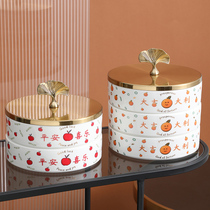 Large italian ceramic with cover Snack Sugar Dry Fruit Pan Swing parlor Home New Year Nut Tray Water Fruit Tray